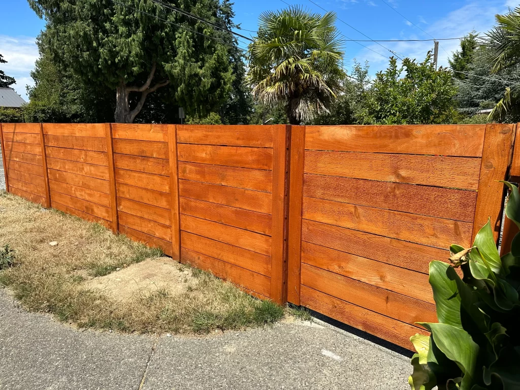 Stained Cedar Horizontal Fence Seattle
