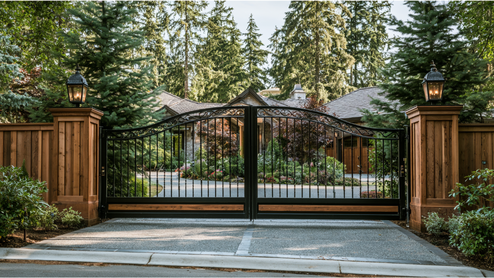 Elegant automatic driveway gate enhancing the curb appeal of a Seattle property